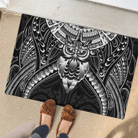New Zealand Morepork Rubber Doormat Maori Pattern Black LT05 - Polynesian Pride