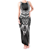 New Zealand Morepork Tank Maxi Dress Maori Pattern Black LT05 Women Black - Polynesian Pride