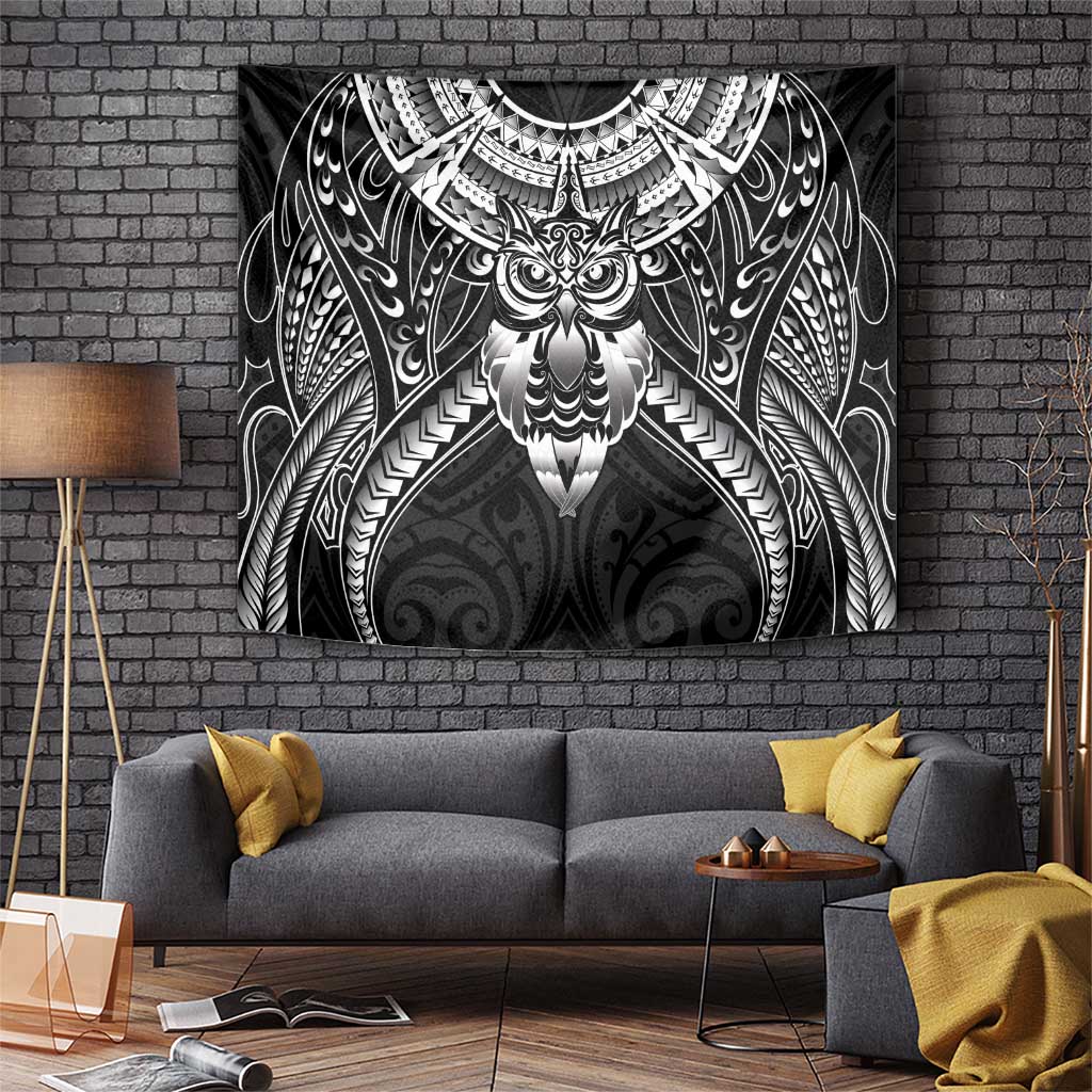New Zealand Morepork Tapestry Maori Pattern Black LT05 Black - Polynesian Pride