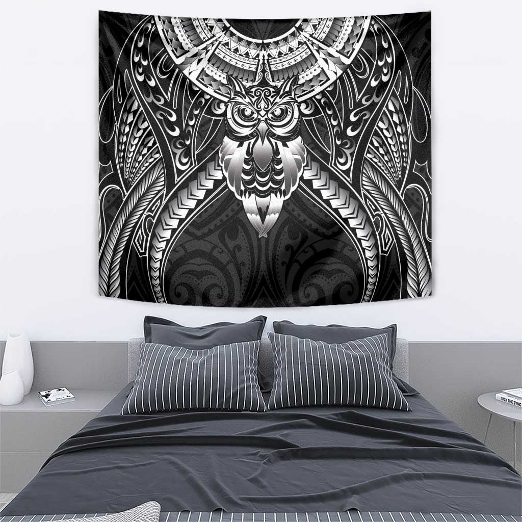 New Zealand Morepork Tapestry Maori Pattern Black LT05 - Polynesian Pride