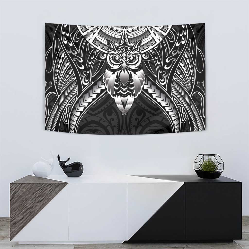New Zealand Morepork Tapestry Maori Pattern Black LT05 - Polynesian Pride