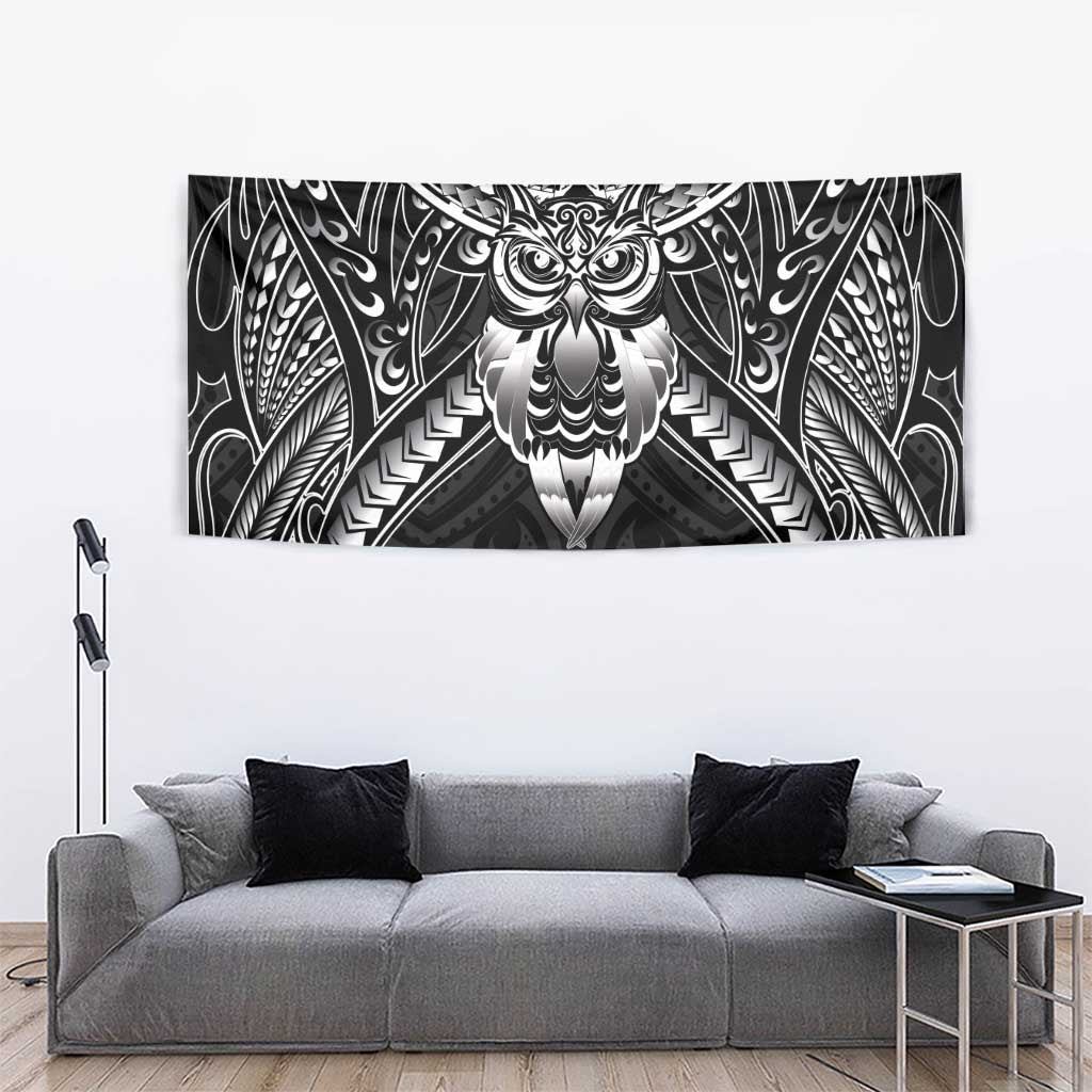 New Zealand Morepork Tapestry Maori Pattern Black LT05 - Polynesian Pride