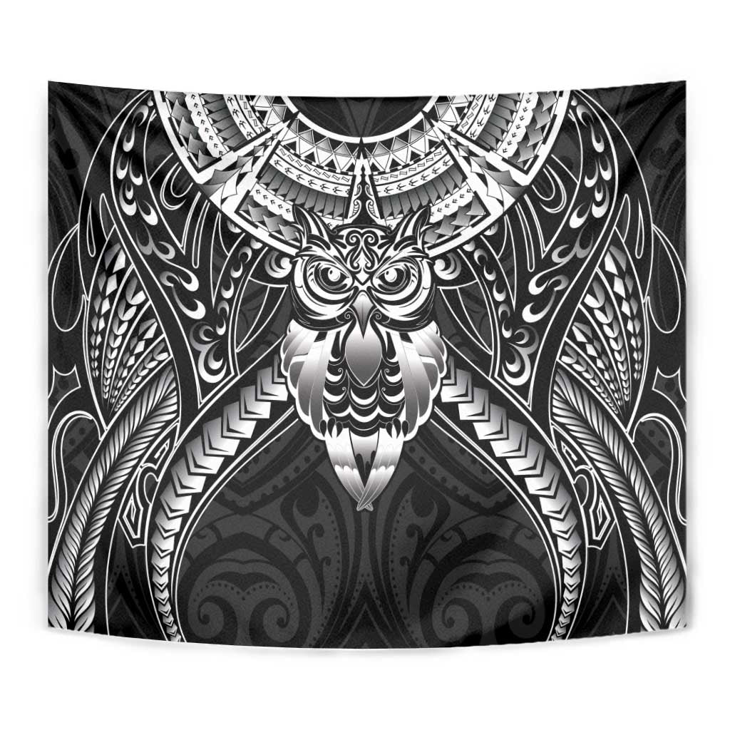 New Zealand Morepork Tapestry Maori Pattern Black LT05 - Polynesian Pride