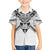 New Zealand Morepork Family Matching Off Shoulder Short Dress and Hawaiian Shirt Maori Pattern White