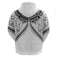 New Zealand Morepork Hoodie Maori Pattern White LT05 - Polynesian Pride