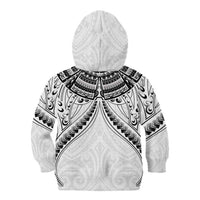 New Zealand Morepork Kid Hoodie Maori Pattern White LT05 - Polynesian Pride