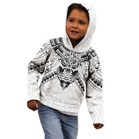 New Zealand Morepork Kid Hoodie Maori Pattern White LT05 - Polynesian Pride