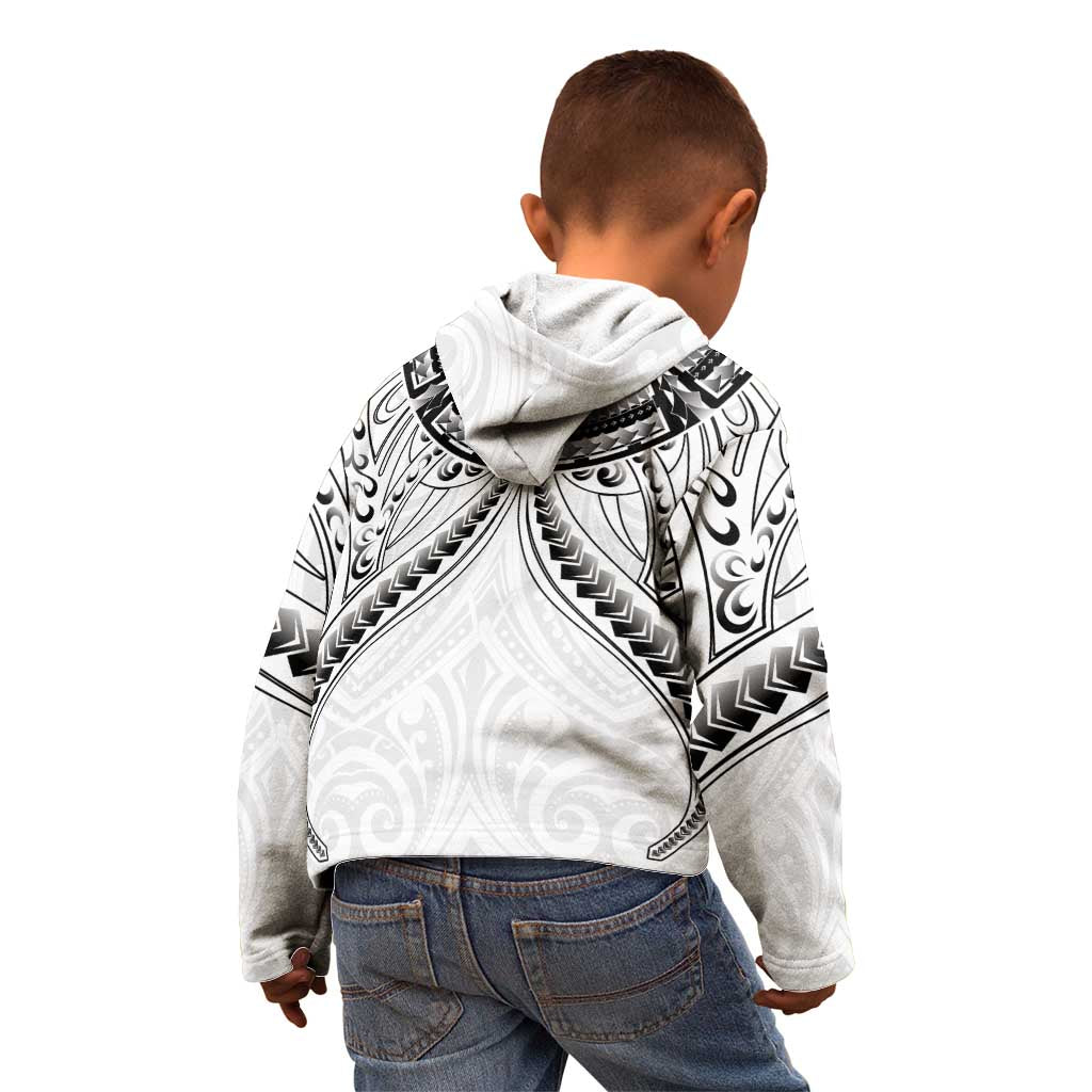 New Zealand Morepork Kid Hoodie Maori Pattern White LT05 - Polynesian Pride