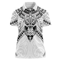 New Zealand Morepork Women Polo Shirt Maori Pattern White LT05 Female White - Polynesian Pride