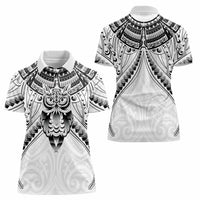 New Zealand Morepork Women Polo Shirt Maori Pattern White LT05 - Polynesian Pride