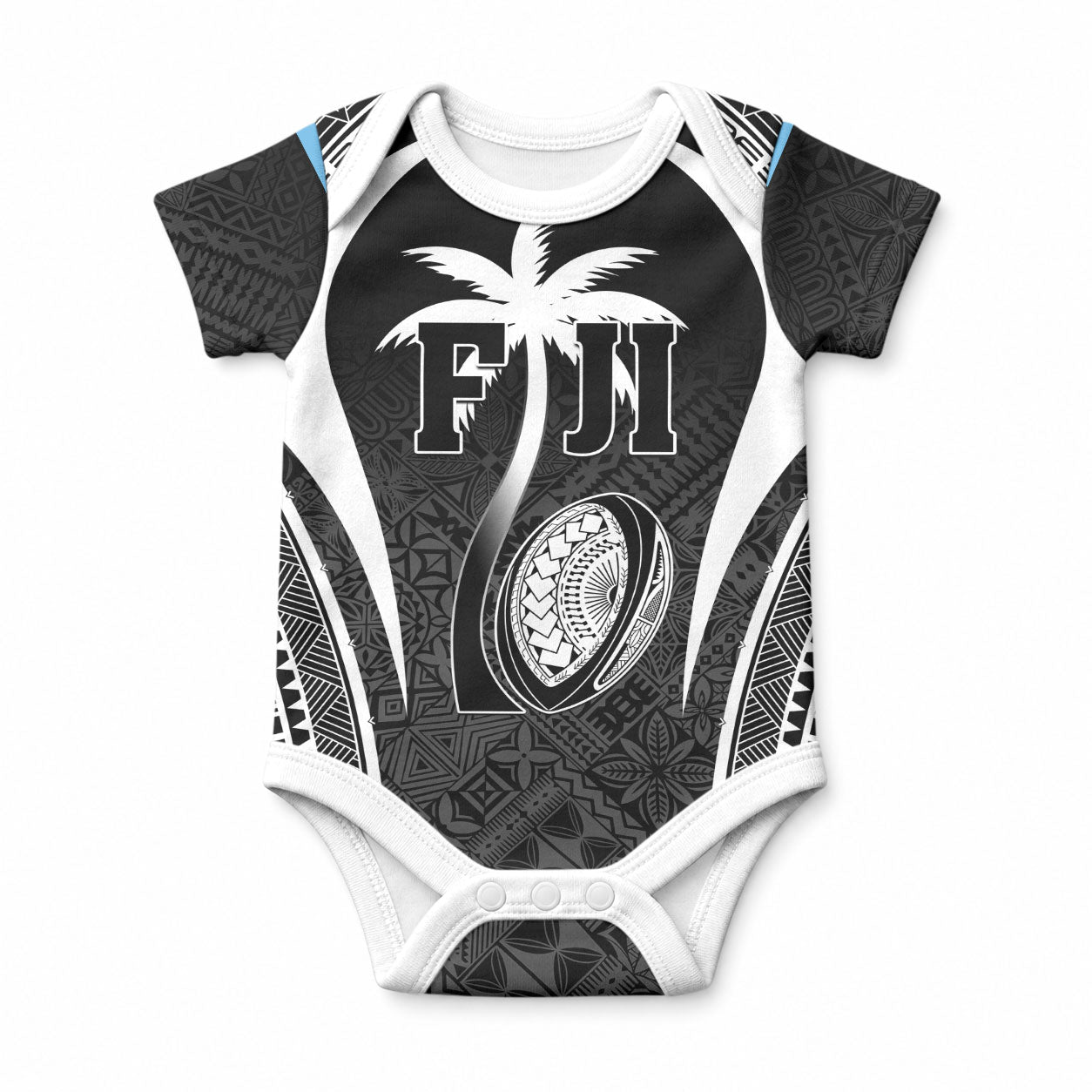 Custom Fiji Rugby Baby Onesie Fijian Warrior Black LT05 Black - Polynesian Pride