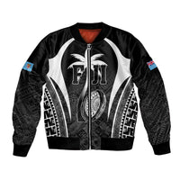 Custom Fiji Rugby Bomber Jacket Fijian Warrior Black LT05 Unisex Black - Polynesian Pride