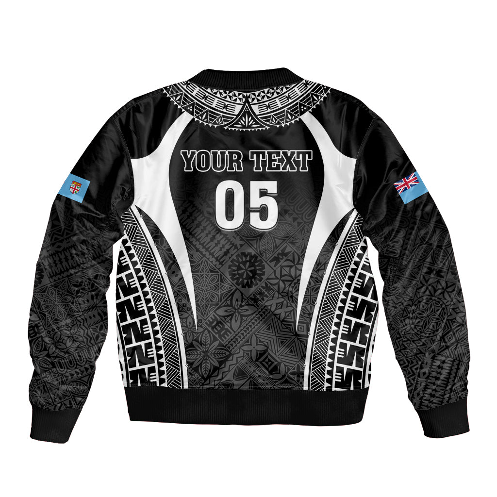Custom Fiji Rugby Bomber Jacket Fijian Warrior Black LT05 - Polynesian Pride