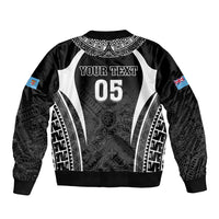 Custom Fiji Rugby Bomber Jacket Fijian Warrior Black LT05 - Polynesian Pride