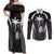 Custom Fiji Rugby Couples Matching Off Shoulder Maxi Dress and Long Sleeve Button Shirt Fijian Warrior Black