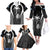 Custom Fiji Rugby Family Matching Off The Shoulder Long Sleeve Dress and Hawaiian Shirt Fijian Warrior Black