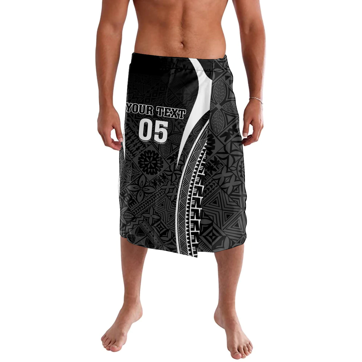 Custom Fiji Rugby Lavalava Fijian Warrior Black LT05 Black - Polynesian Pride