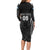 Custom Fiji Rugby Long Sleeve Bodycon Dress Fijian Warrior Black