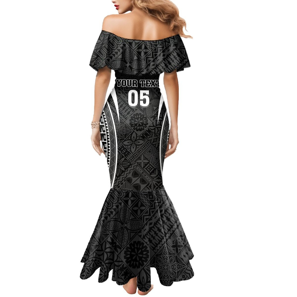 Custom Fiji Rugby Mermaid Dress Fijian Warrior Black LT05 - Polynesian Pride