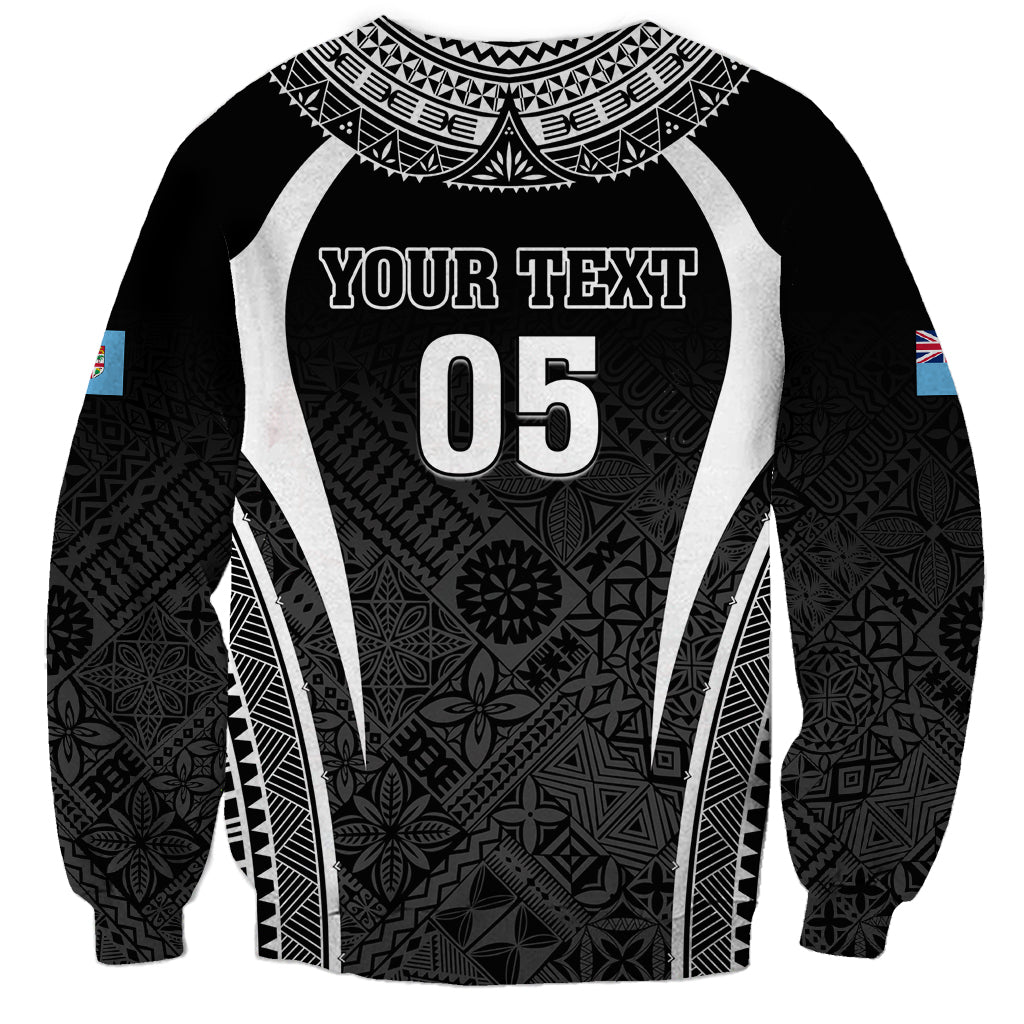 Custom Fiji Rugby Sweatshirt Fijian Warrior Black LT05 - Polynesian Pride