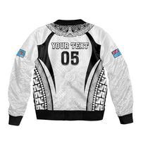 Custom Fiji Rugby Bomber Jacket Fijian Warrior White LT05 - Polynesian Pride