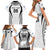 Custom Fiji Rugby Family Matching Short Sleeve Bodycon Dress and Hawaiian Shirt Fijian Warrior White