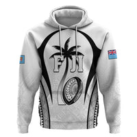 Custom Fiji Rugby Hoodie Fijian Warrior White LT05 Pullover Hoodie White - Polynesian Pride