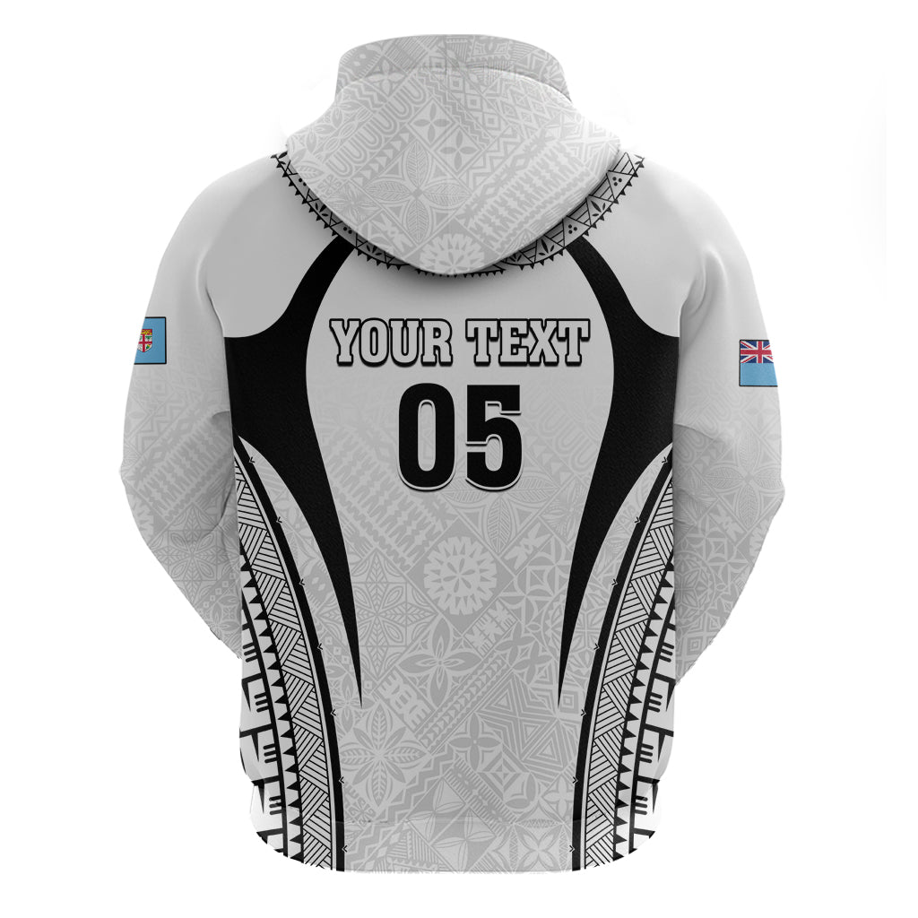 Custom Fiji Rugby Hoodie Fijian Warrior White LT05 - Polynesian Pride