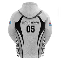 Custom Fiji Rugby Hoodie Fijian Warrior White LT05 - Polynesian Pride