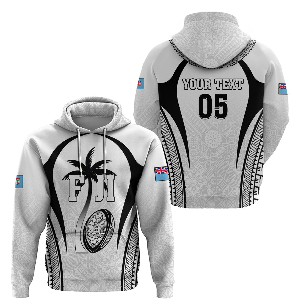 Custom Fiji Rugby Hoodie Fijian Warrior White LT05 - Polynesian Pride