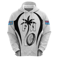 Custom Fiji Rugby Hoodie Fijian Warrior White LT05 - Polynesian Pride