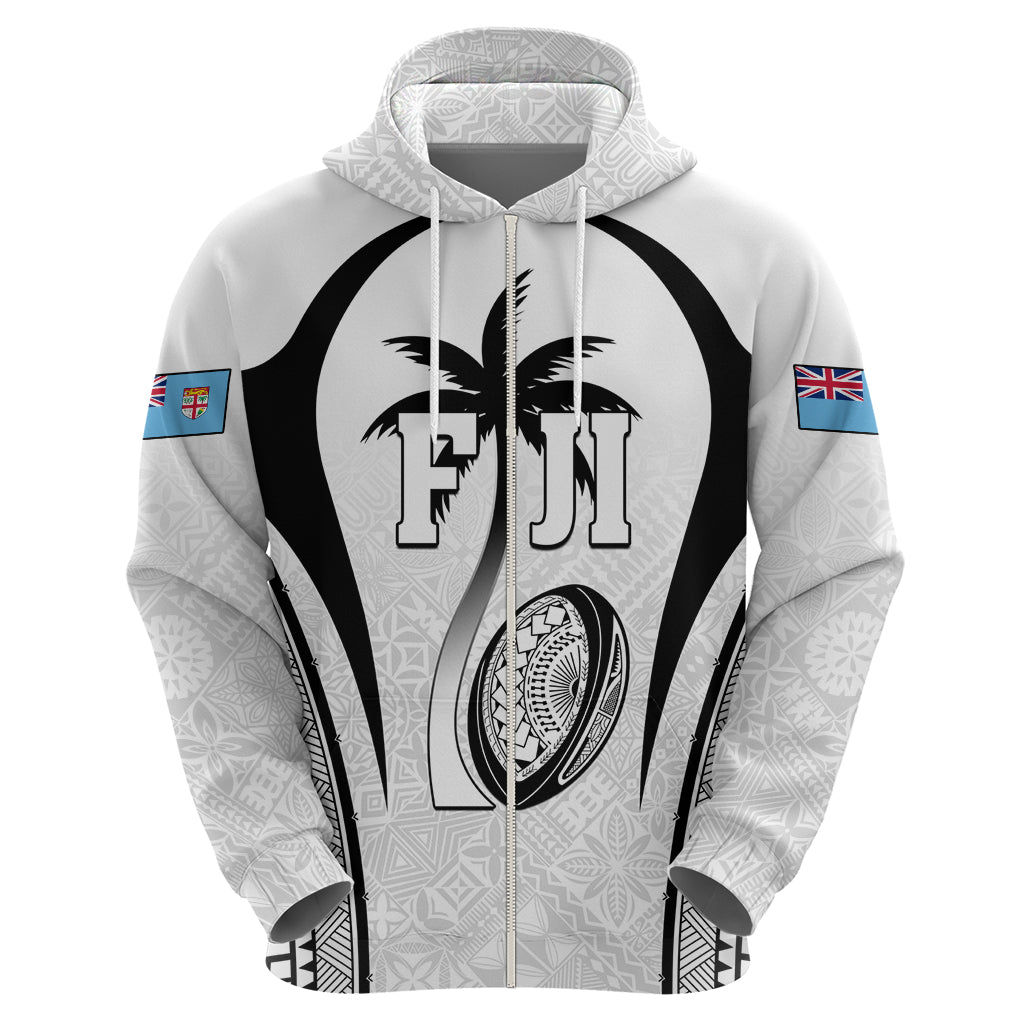 Custom Fiji Rugby Hoodie Fijian Warrior White LT05 - Polynesian Pride