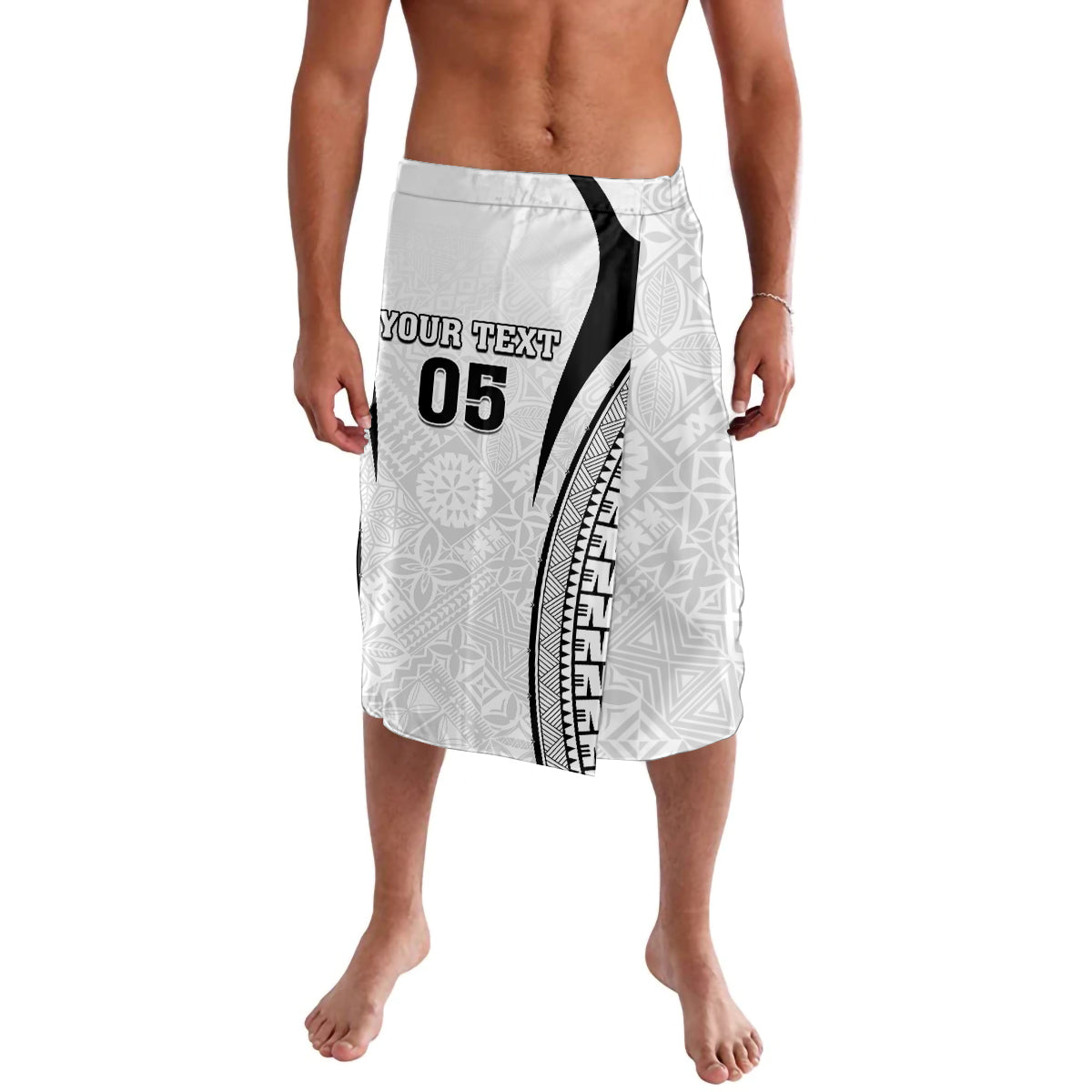 Custom Fiji Rugby Lavalava Fijian Warrior White