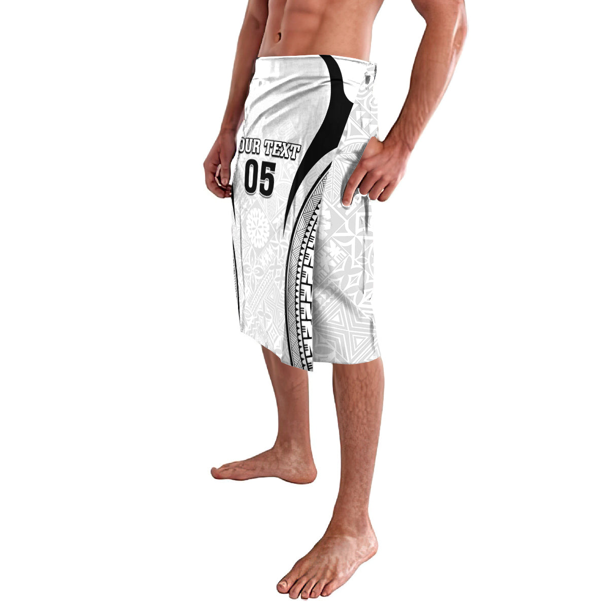 Custom Fiji Rugby Lavalava Fijian Warrior White LT05 - Polynesian Pride
