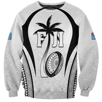 Custom Fiji Rugby Sweatshirt Fijian Warrior White LT05 Unisex White - Polynesian Pride