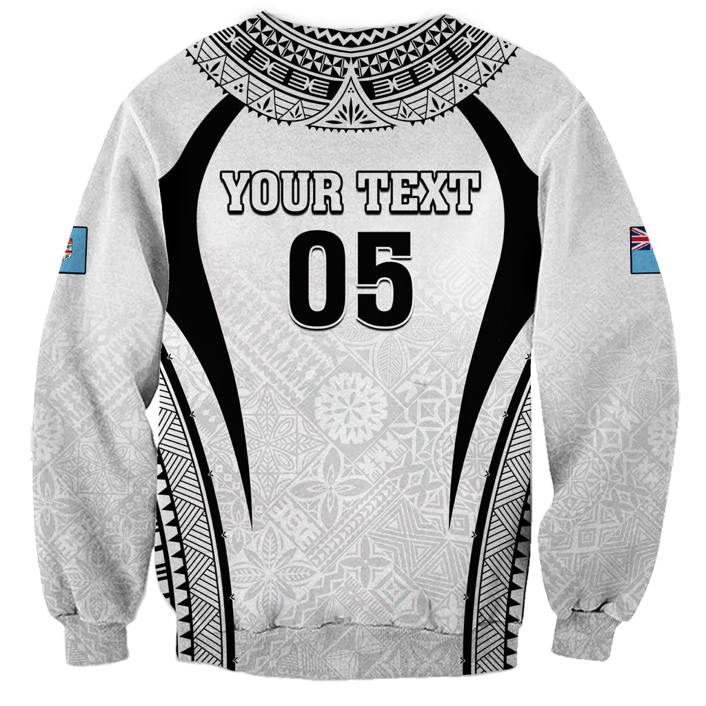 Custom Fiji Rugby Sweatshirt Fijian Warrior White LT05 - Polynesian Pride
