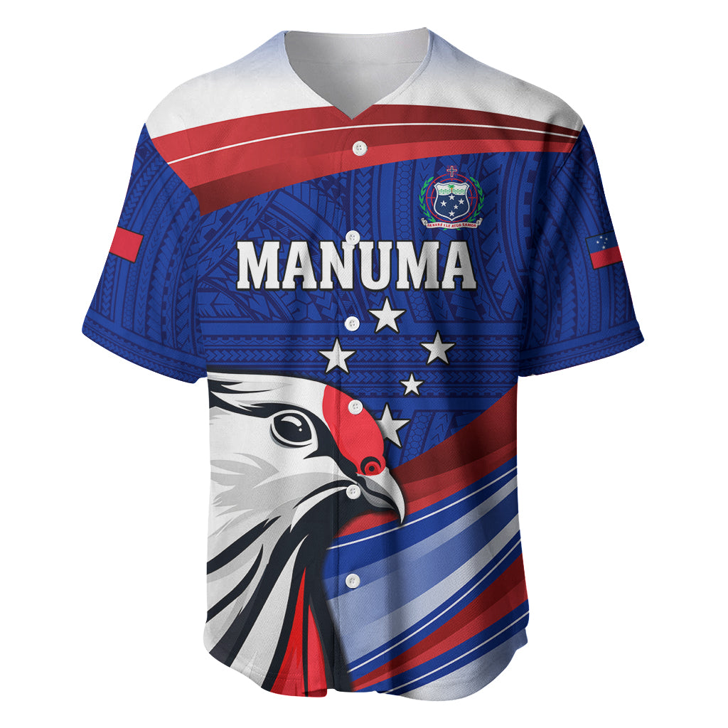 Custom Samoa Rugby Baseball Jersey Manuma Ptilinopus Perousii LT05 Blue - Polynesian Pride