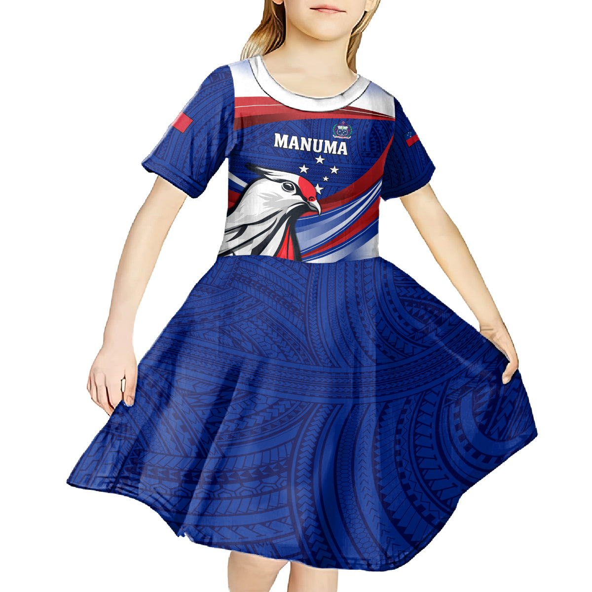 Custom Samoa Rugby Kid Short Sleeve Dress Manuma Ptilinopus Perousii LT05 - Polynesian Pride