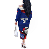 Custom Samoa Rugby Off The Shoulder Long Sleeve Dress Manuma Ptilinopus Perousii LT05 - Polynesian Pride