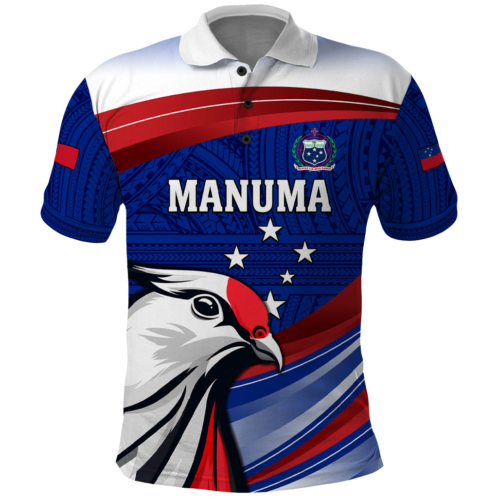 Custom Samoa Rugby Polo Shirt Manuma Ptilinopus Perousii LT05 Blue - Polynesian Pride