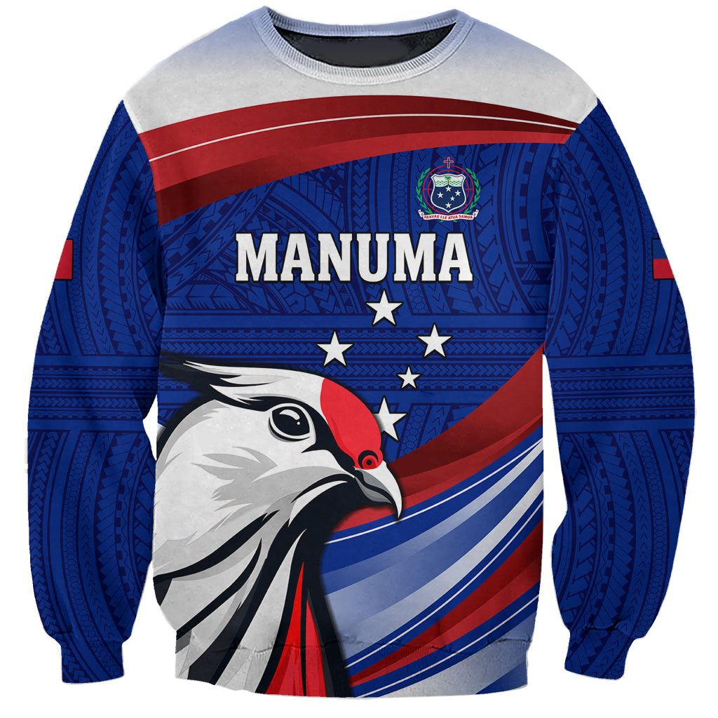 Custom Samoa Rugby Sweatshirt Manuma Ptilinopus Perousii LT05 Unisex Blue - Polynesian Pride