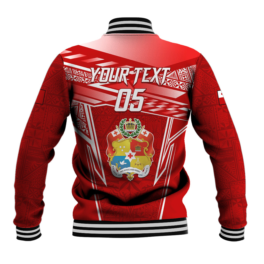 Custom Tonga Rugby Baseball Jacket Kupesi Ngatu Pattern LT05 - Polynesian Pride