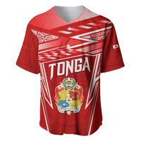 Custom Tonga Rugby Baseball Jersey Kupesi Ngatu Pattern LT05 Red - Polynesian Pride