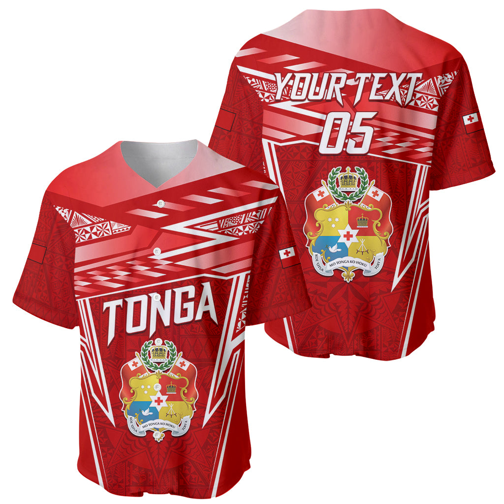 Custom Tonga Rugby Baseball Jersey Kupesi Ngatu Pattern LT05 - Polynesian Pride