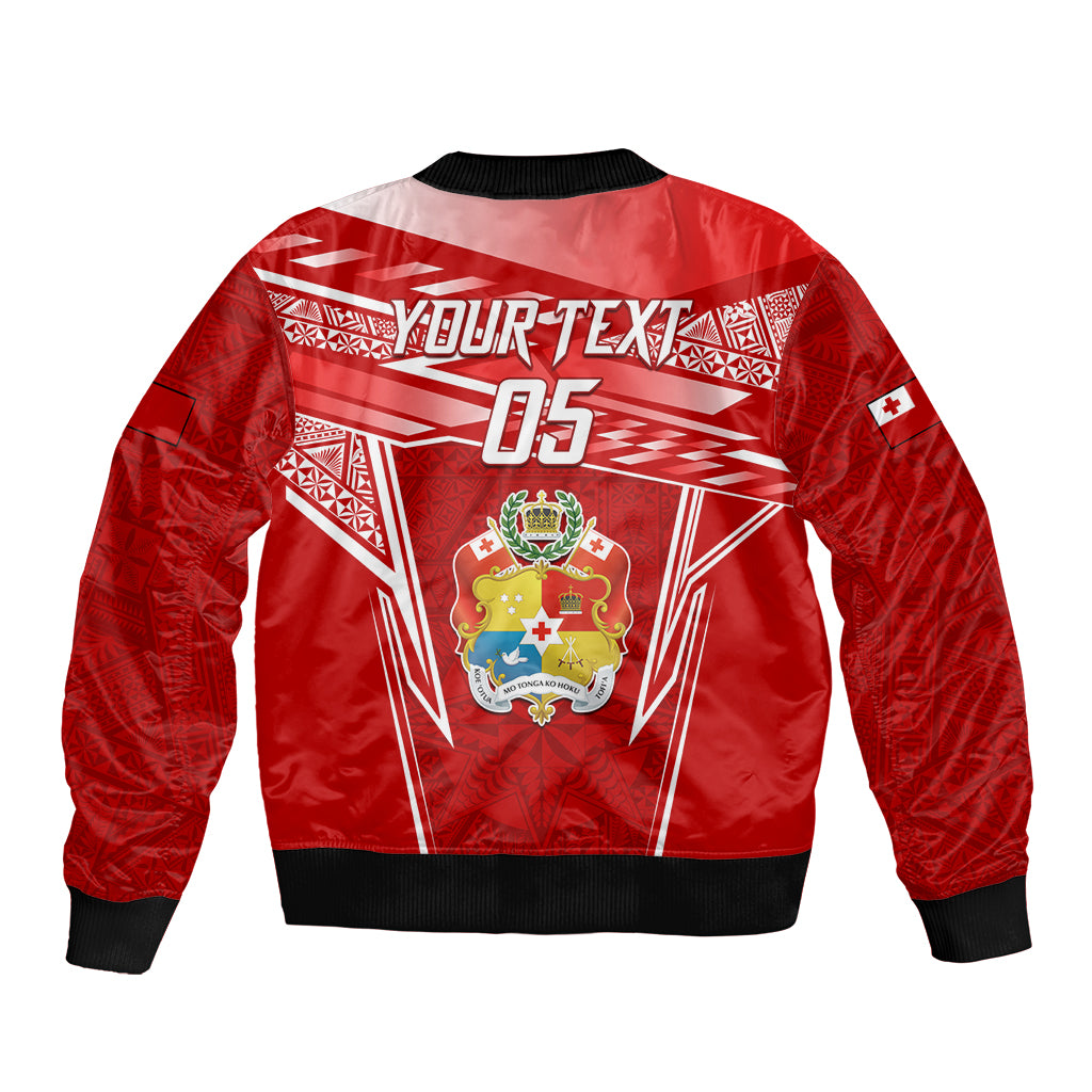 Custom Tonga Rugby Bomber Jacket Kupesi Ngatu Pattern LT05 - Polynesian Pride