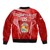Custom Tonga Rugby Bomber Jacket Kupesi Ngatu Pattern LT05 - Polynesian Pride