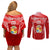 Custom Tonga Rugby Couples Matching Off Shoulder Short Dress and Long Sleeve Button Shirt Kupesi Ngatu Pattern