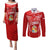 Custom Tonga Rugby Couples Matching Puletasi and Long Sleeve Button Shirt Kupesi Ngatu Pattern