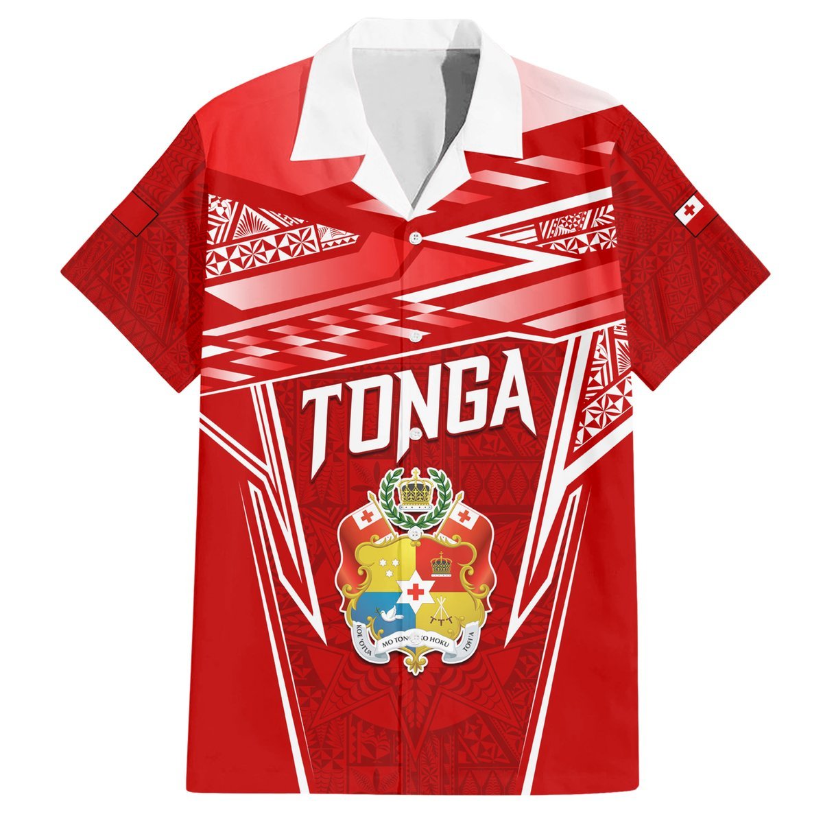 Custom Tonga Rugby Hawaiian Shirt Kupesi Ngatu Pattern LT05 Red - Polynesian Pride