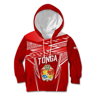 Custom Tonga Rugby Kid Hoodie Kupesi Ngatu Pattern LT05 Hoodie Red - Polynesian Pride